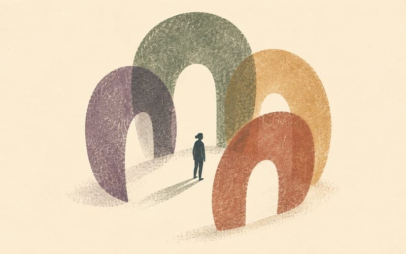 Early-career psychologist supported by supervisor, insurer, therapist, and professional guidance line