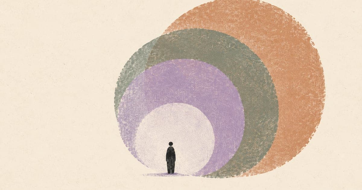 Abstract editorial illustration of autistic burnout as environmental mismatch and overload