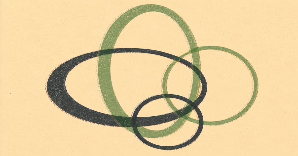 Abstract risograph illustration of overlapping circles suggesting intersecting professional roles and dual relationship complexity