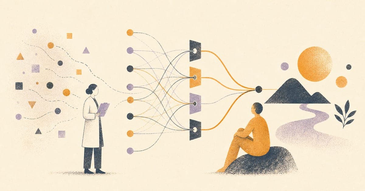 Risograph illustration of a salience network sorting external demands and internally meaningful signals