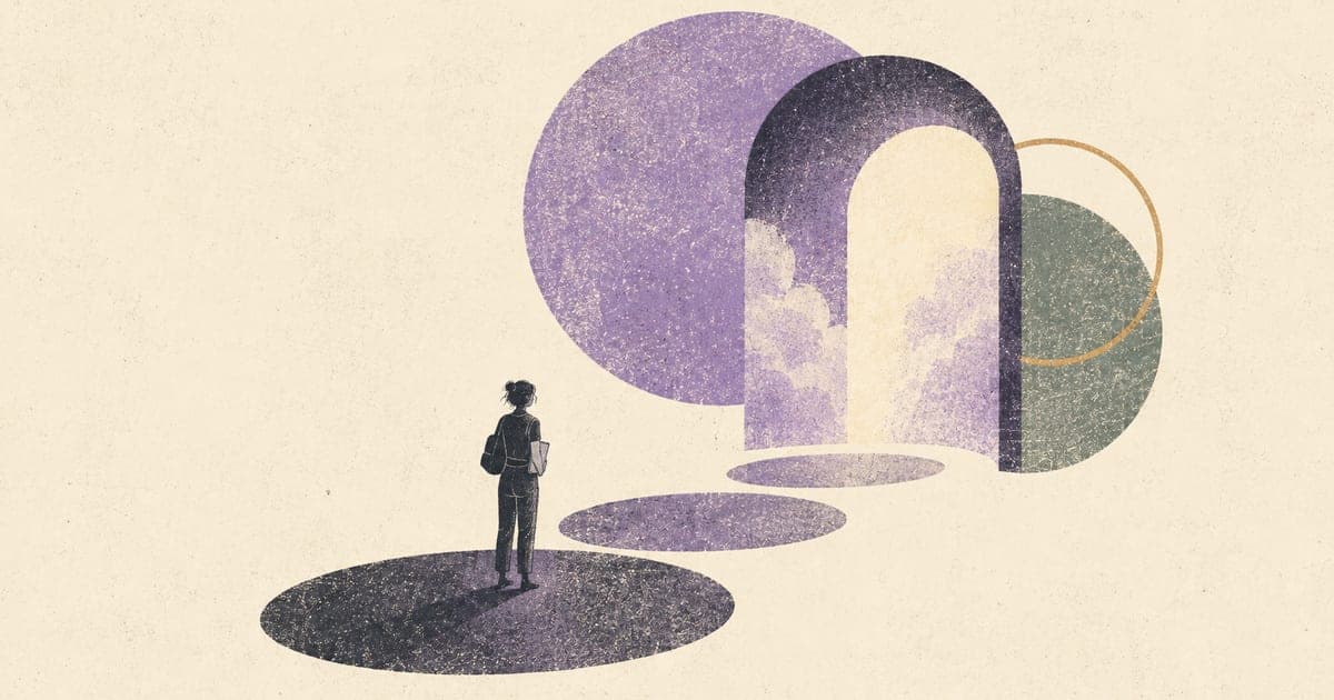 Honours graduate waiting outside a postgraduate psychology interview room, holding notes and a folder, with abstract institutional shapes suggesting pressure, uncertainty, and prep
