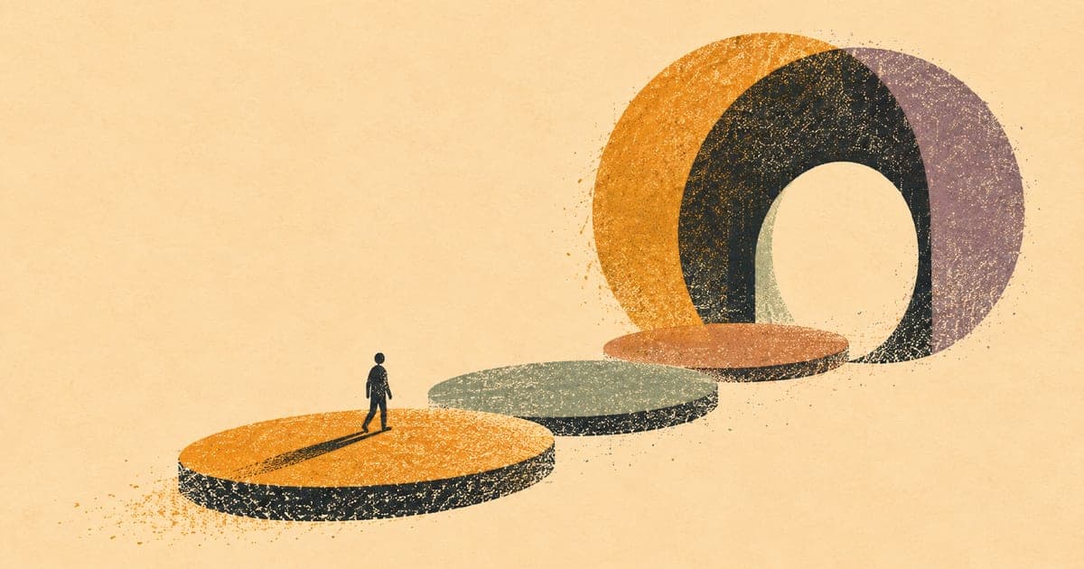 Abstract dynamic forms suggesting movement and performance momentum, Risograph in amber and charcoal on cream