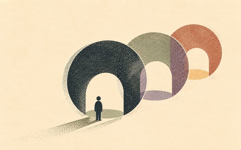 Numbers and supervision categories layered together, charcoal and sage tones, halftone grain visible