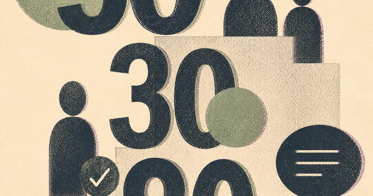 Abstract numbers and supervision symbols, Risograph illustration in charcoal and sage green.