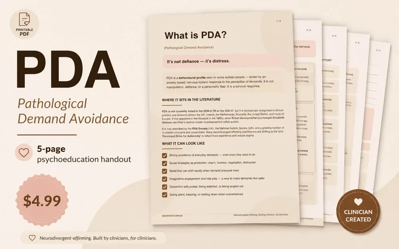 PDA - Psychoeducation Handout: Understanding Pathological Demand Avoidance