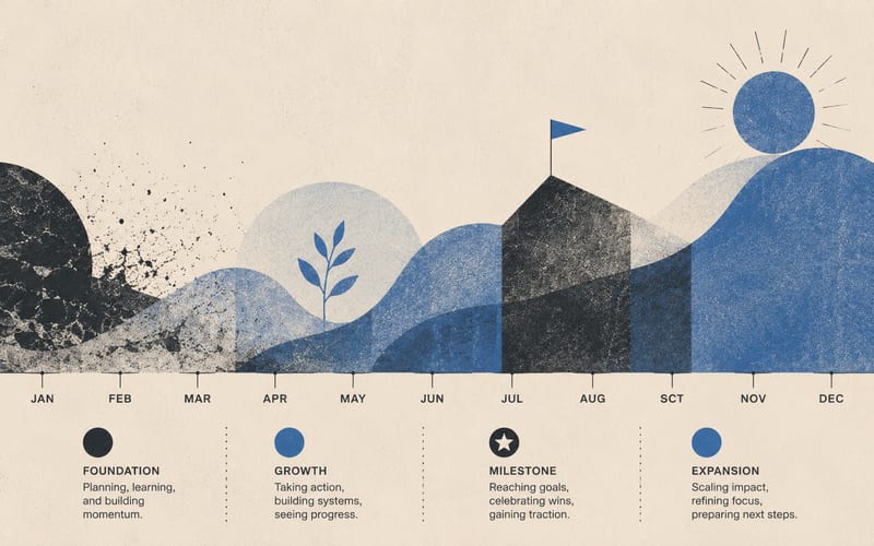 The 5+1 internship timeline showing progression through months of supervised practice, supervision milestones, and key events