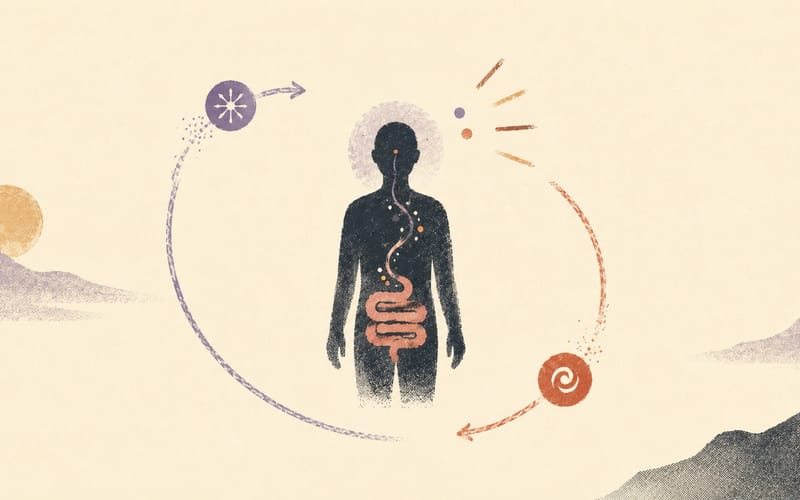 Cycle illustration of anxiety and gastrointestinal symptom amplification