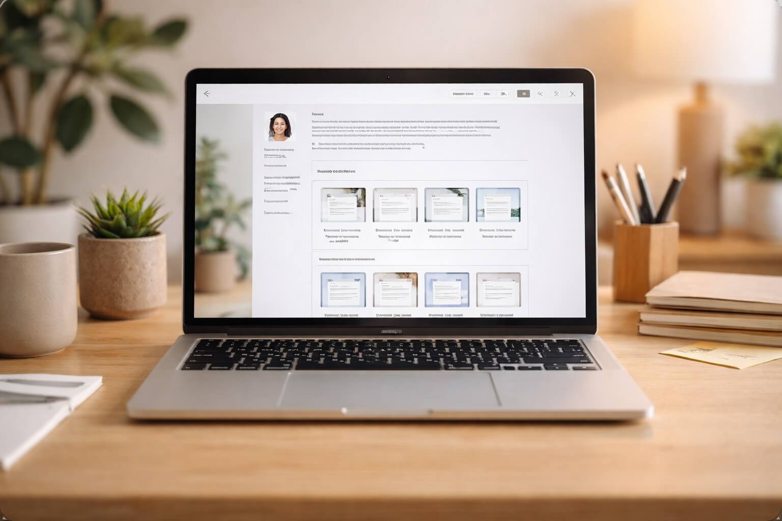 A clean psychology resource store page on a laptop screen, showing a complete creator bio, polished resource thumbnails, and professional branding