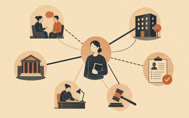 A provisional psychologist connected to supervisors, employers, universities, placements, references and regulators through uneven lines of dependency.