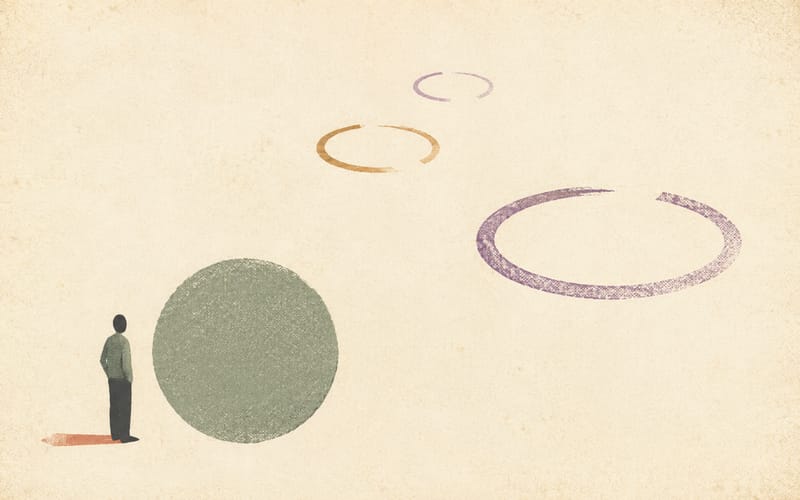 A lower-risk notification file being closed early while more complex files continue along separate pathways, Risograph editorial illustration in deep charcoal, warm cream and amber, file folders, pathway branches and a small support structure, no text, no logos
